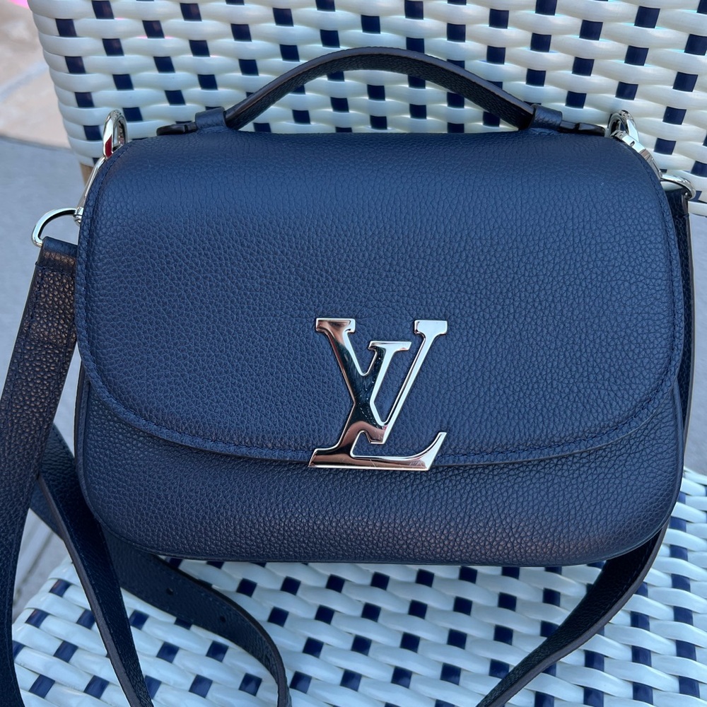 LOUIS VUITTON  Vivienne NM Grained Calfskin Leather Shoulder Bag Blue